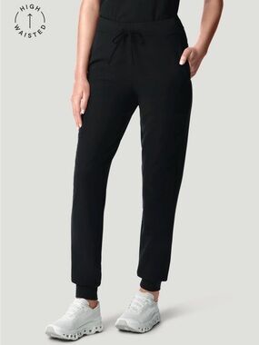 Mandala High-Waisted Black Jogger Scrub Pants - Women's XS